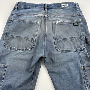 VTG Y2K Key Double Knee Distressed Carpenter Jeans Men Fits 31x29 Blue Pants